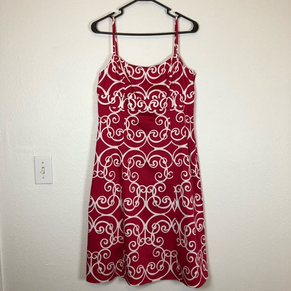 Ann Taylor Dresses & Skirts - Ann Taylor berry pink scrollwork slip dress 6